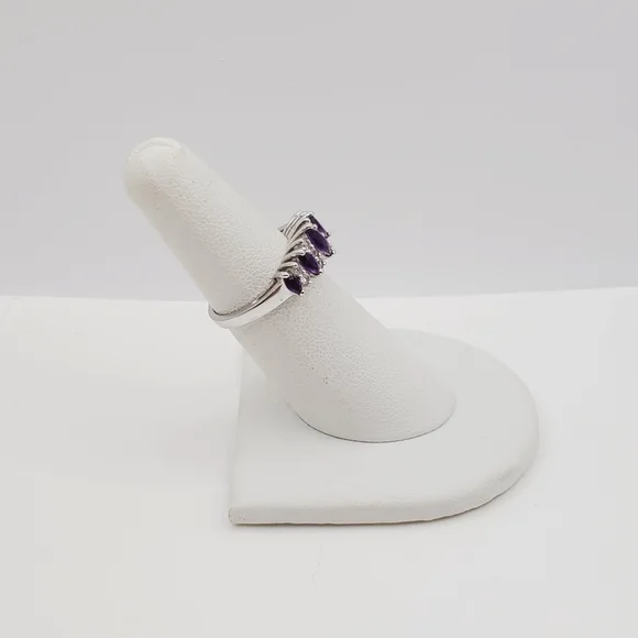 Marquise Genuine Amethyst 925 Sterling Silver Ring